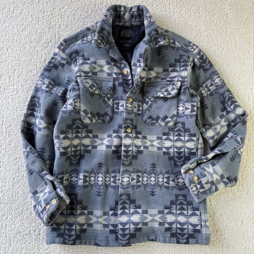 Pendleton The Original Board Shirt M Blue Womens Medium/S Wool Aztec Western USA